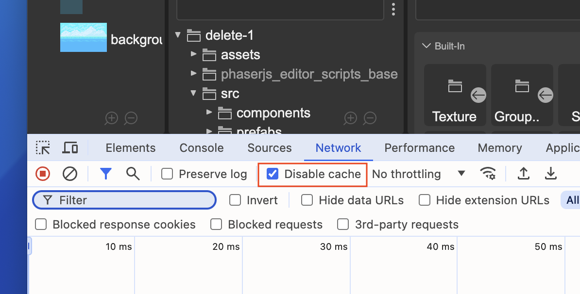 Disable network cache
