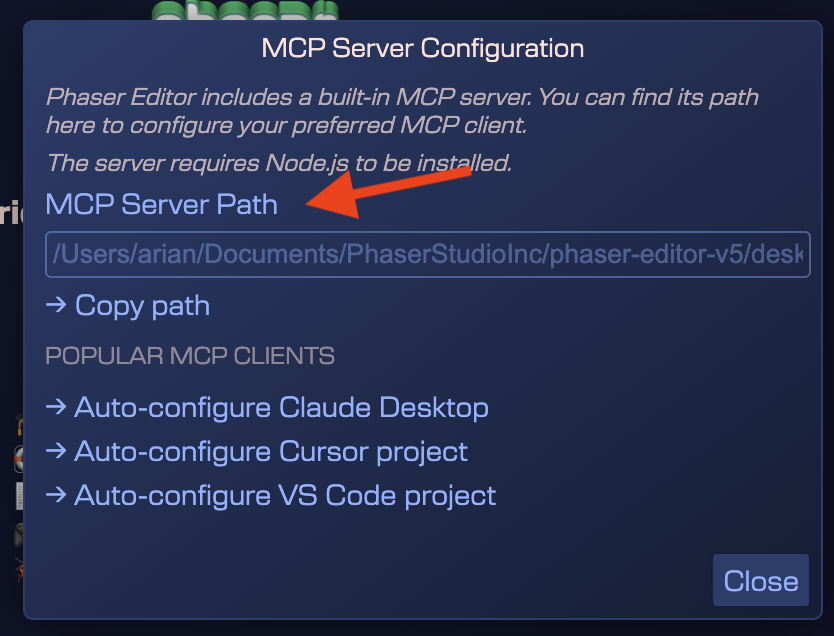 MCP Configuration Dialog