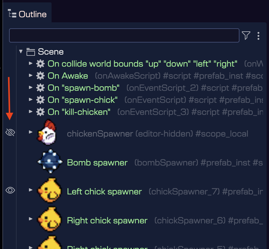 Render icon in Outline view