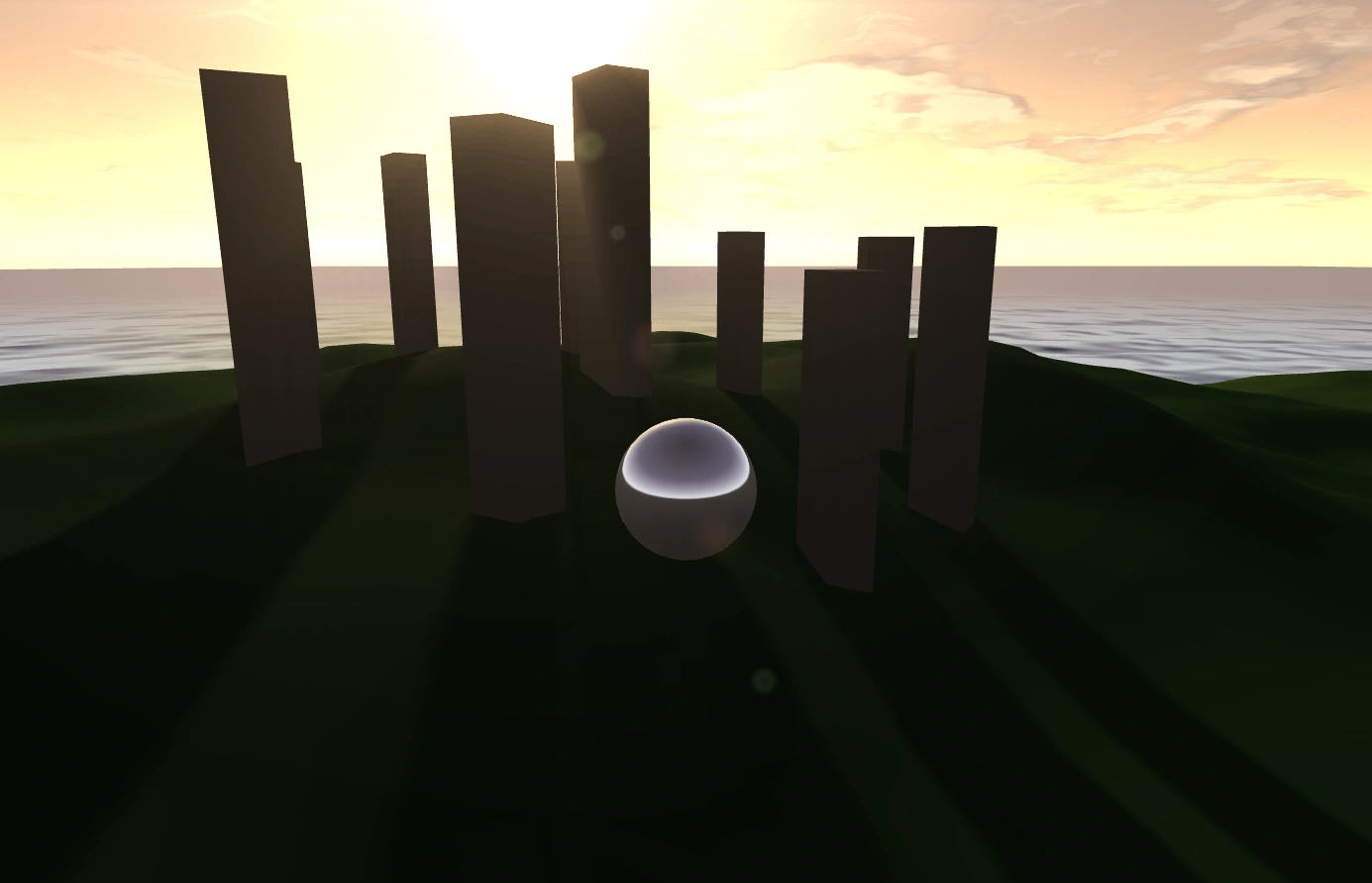 The procedural sky dome over the island