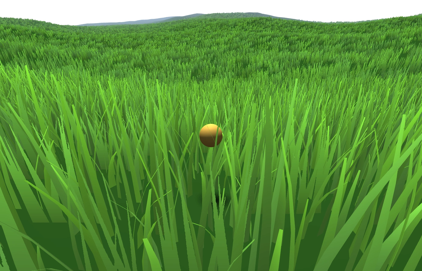 Instanced grass blades at close range